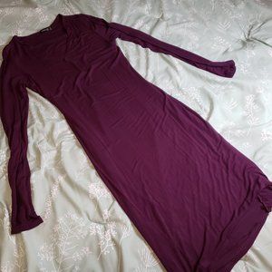[L] Popular Basics Purple Bodycon Long Sleeve Bodycon Dress